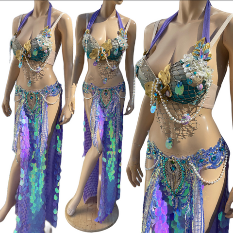 Dripping in Gold Lavender Sequins Mermaid Costume