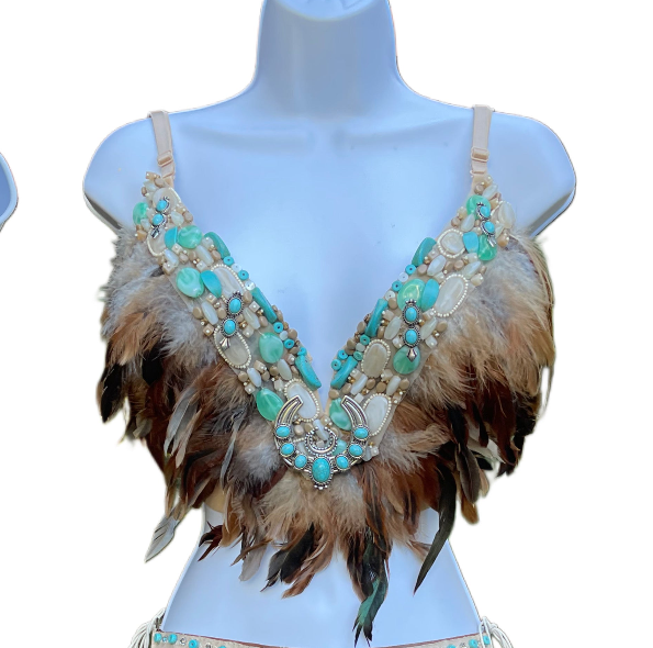 Custom Order - Pocahontas Inspired Native Fringe Feather Bra Only