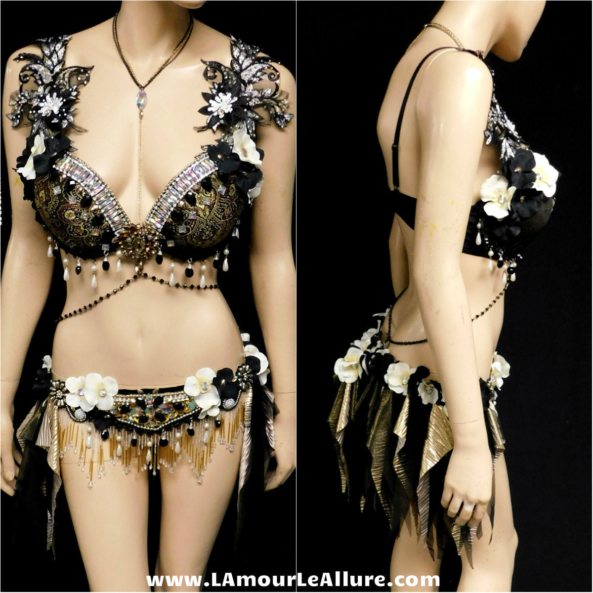Ready to Ship 36D Medium - Black and Gold Gypsy Forest Fairy