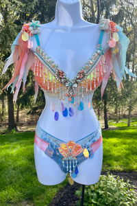 Ready to Ship 34D Small - Orange Sequins Mermaid Top and bottom