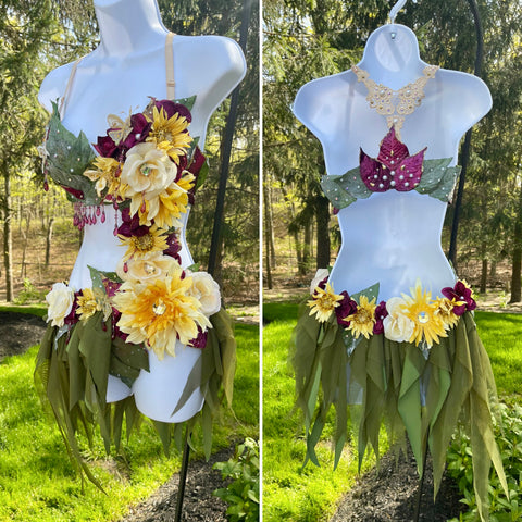  White Floral Woodland Forest Fairy Monokini Dress Rave