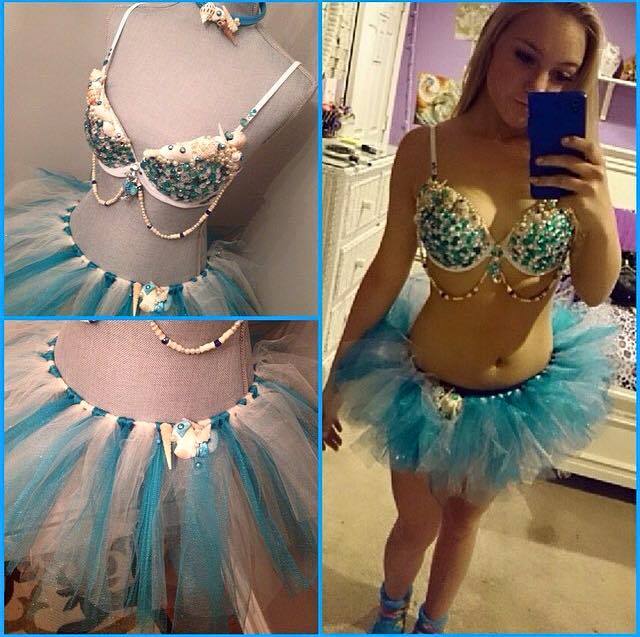 Sunset Scales Mermaid Rave Bra Top made to Order Item: Siren Costume With  Iridescent Sequins, an Asymmetrical Design, & Rhinestone Accents 