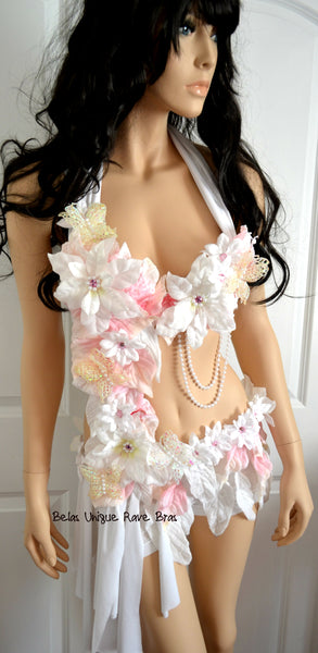 Pink and White Winter Frosted Fairy Monokini Costume