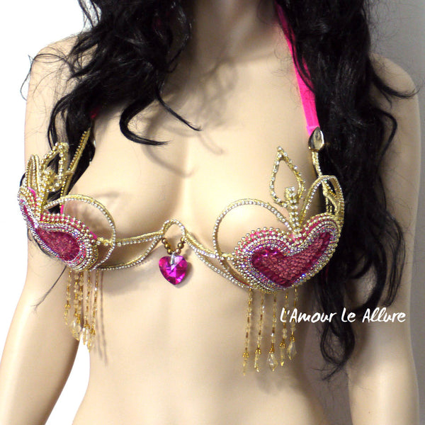 Pink and Gold Heart Samba Carnival Top Valentines Day