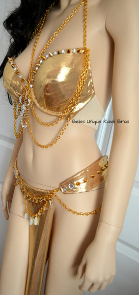 Gold Egyptian Scorpion Queen Bra with Gypsy Skirt