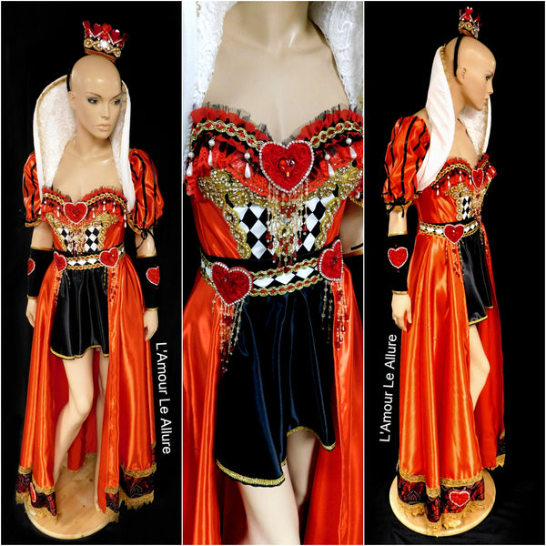 Queen Of Hearts Corset Bustier Dress Gown - Renaissance - Alice in Wonderland