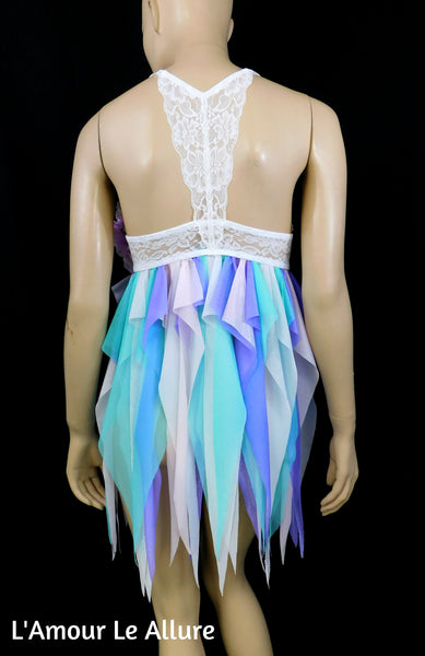 Iridescent Pastel Flower Fairy Babydoll Dress Bra Costume