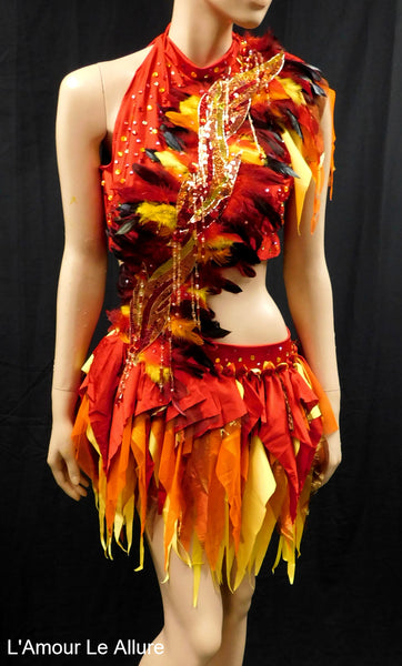 Girl On Fire Phoenix Monokini Fairy Dance Costume Rave Bra Halloween