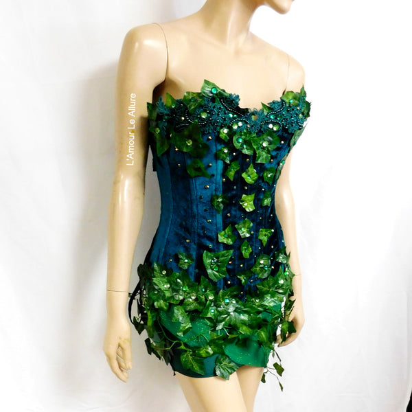 Mother Nature Poison Ivy Corset and Skirt Costume Rave Cosplay Hallowe ...