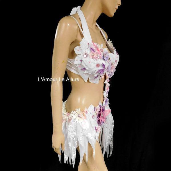 Pink Lavender Frosted Winter Fairy Monokini Costume
