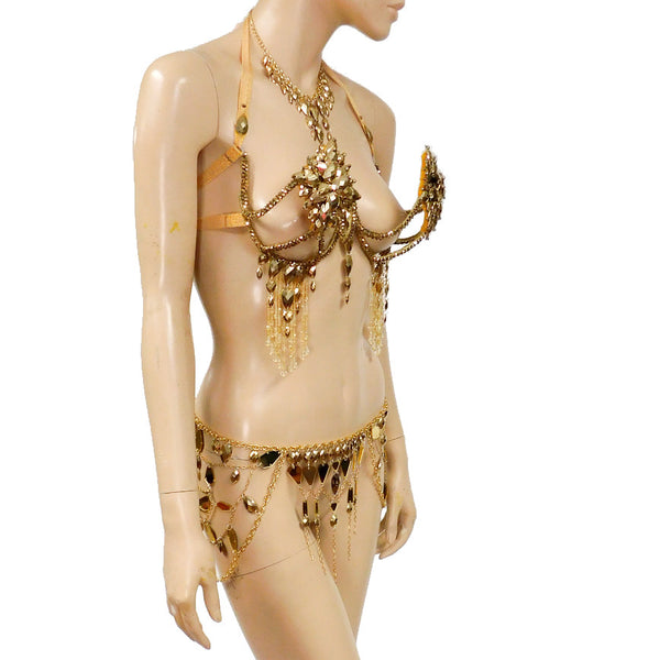 Gold Mirror Chain Goddess Samba Carnival Top Wire Frame