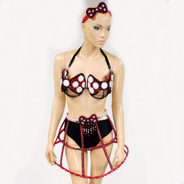 Minnie Mouse Samba Bow Carnival Top and Skirt Halloween  Show Girl
