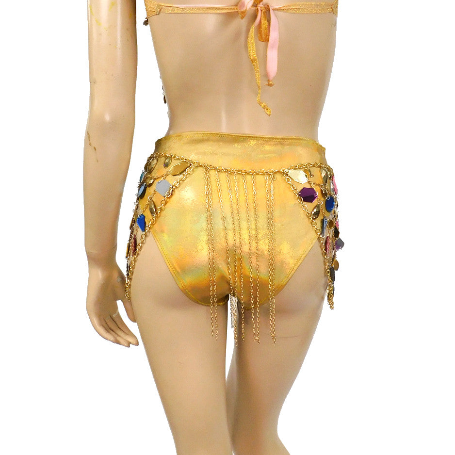 Gold Mirror Chain Goddess Samba Carnival Top Frame with Purple and