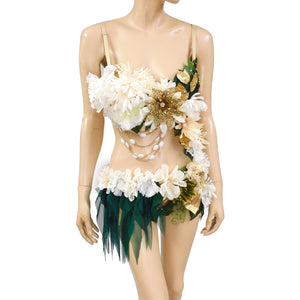 White Forest Fairy Monokini  Halloween Dance Rave Bra Costume