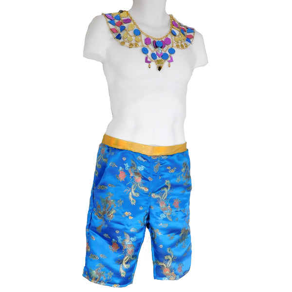 Mens Mirror Chain Top and Turquoise Shorts with Pockets