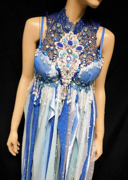 32B Ready to Ship Whimsical Blue Lace Water Fairy Babydoll Dress Bra Costume