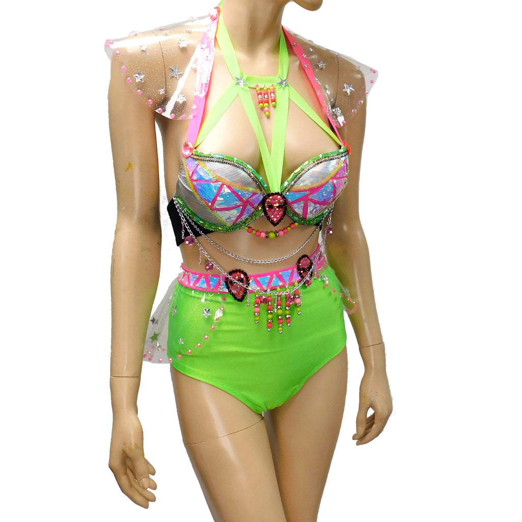 Alien Bra Skirt and Panties in Green and Pink – L'Amour Le Allure