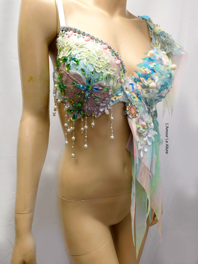Fairy Bralette Mila Fairycore Crystal Top Body Jewelry Jade Festival Outfit  