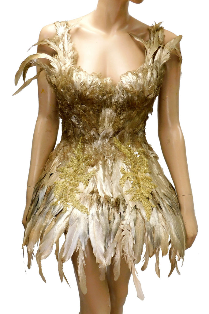 Gold Feather Goddess Dress Costume Inspired by Kendall Corset Skirt and Wings Only Gold Feather Goddess Dress Costume Inspired by Kendall Corset Skirt and Wings Only