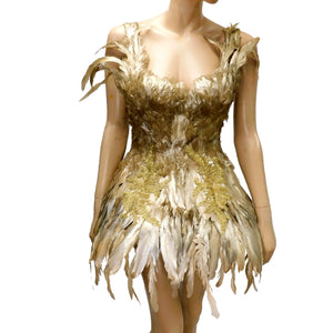 Gold Feather Goddess Dress Costume Inspired by Kendall