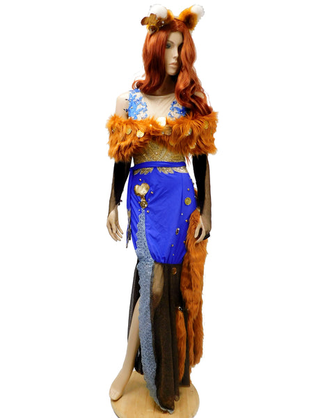 Purple Fur Coin Fox Dress with Fur Shawl and Ears Inspired By Redd From Animal Crossing