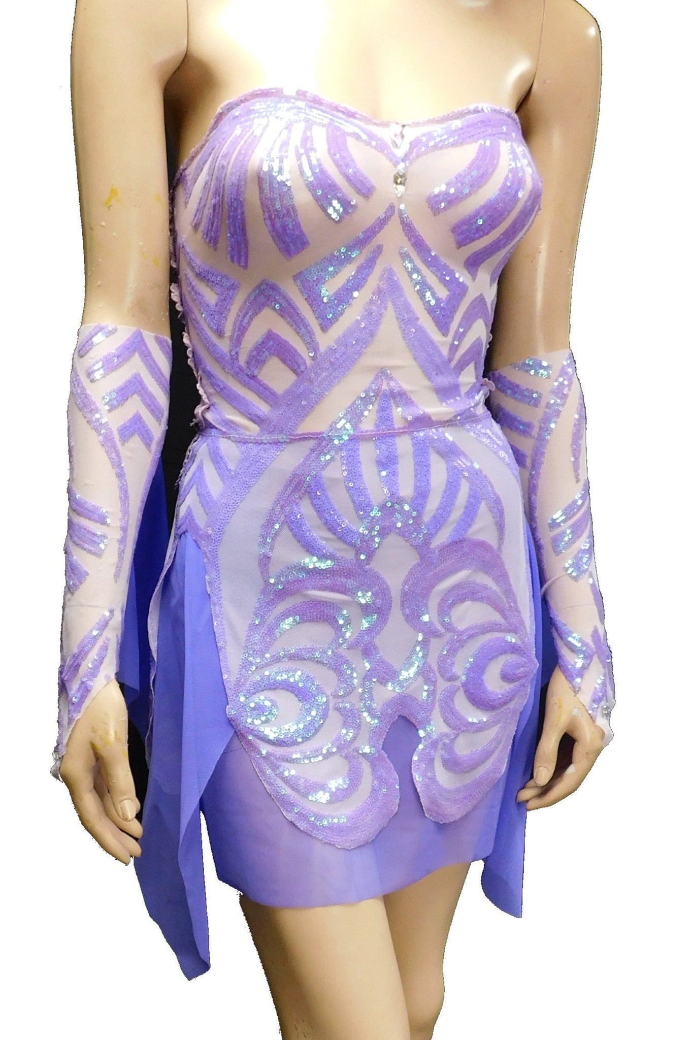 Ready to Ship - Small - Lavender Purple Iridescent Sequins Goddess Nymph Fairy Dress Dance Festival