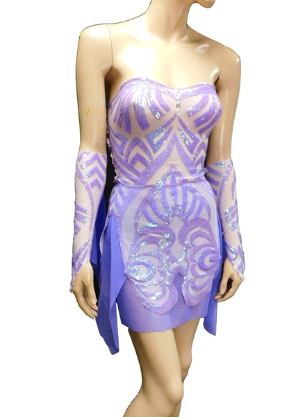 Lavender Purple Iridescent Sequins Goddess Nymph Fairy Dress Dance Festival
