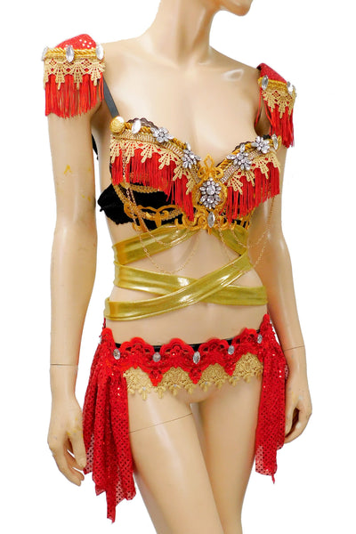Ring Leader Bra Skirt Costume with Shoulder pads