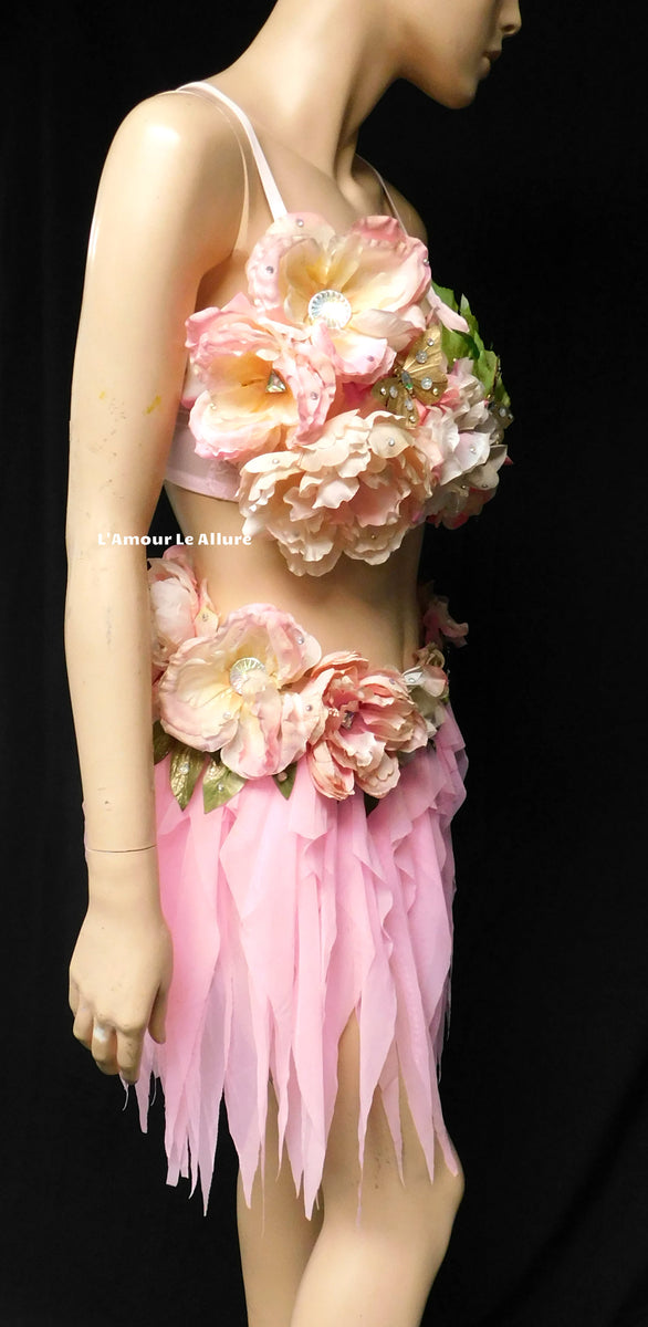 Spring Fairy Floral Bra with High Waisted Skirt - Light Pink – L'Amour ...