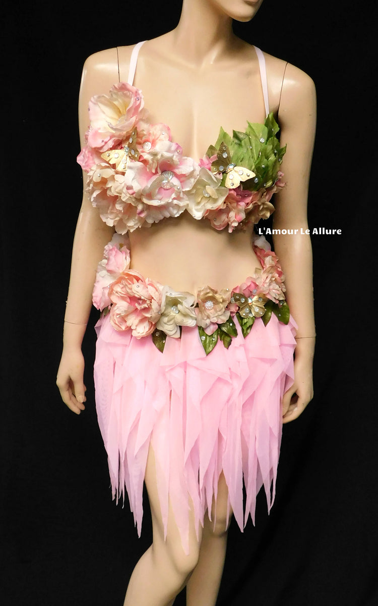 Spring Fairy Floral Bra with High Waisted Skirt - Light Pink – L'Amour ...