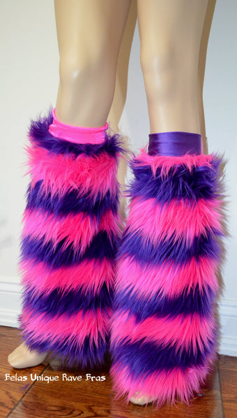 Alice In Wonderland Cheshire Cat Fur Leg Warmers Rave Fluffies