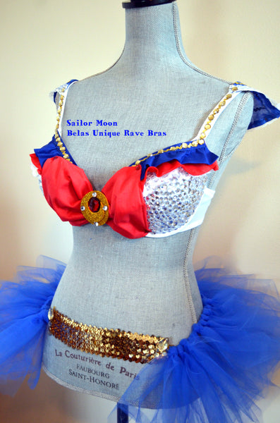 Sailor Moon Cosplay Rave Bra and TuTu Bustle Halloween Dance Costume
