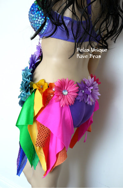 Inverted Rainbow Fairy Flower Bra and Shorts Monokini