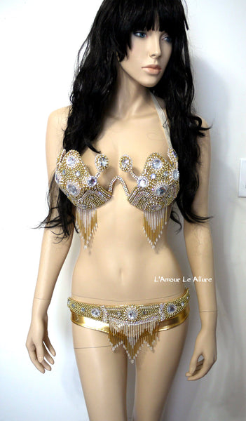 Golden Goddess Samba Carnival Dance Costume Rave Burlesque Showgirl