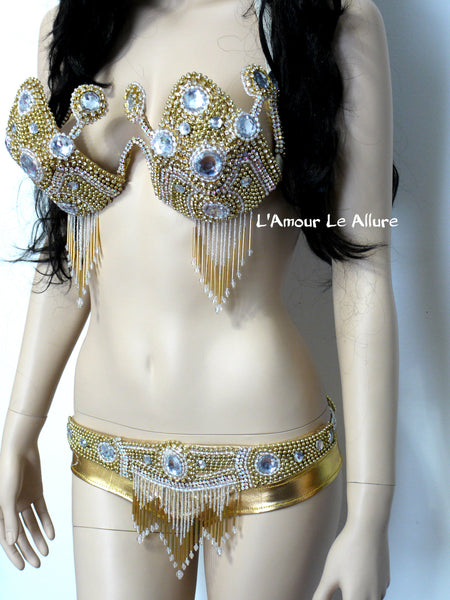 Golden Goddess Samba Carnival Dance Costume Rave Burlesque Showgirl