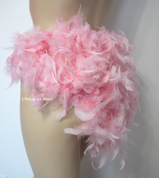 Ballet Pink and Black Feather Bustle