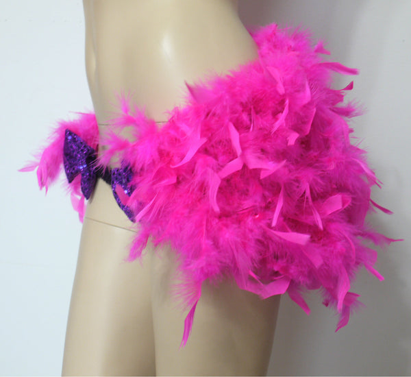 Pink Cheshire Cat Feather Bustle Skirt Rave Cosplay Costume Garter