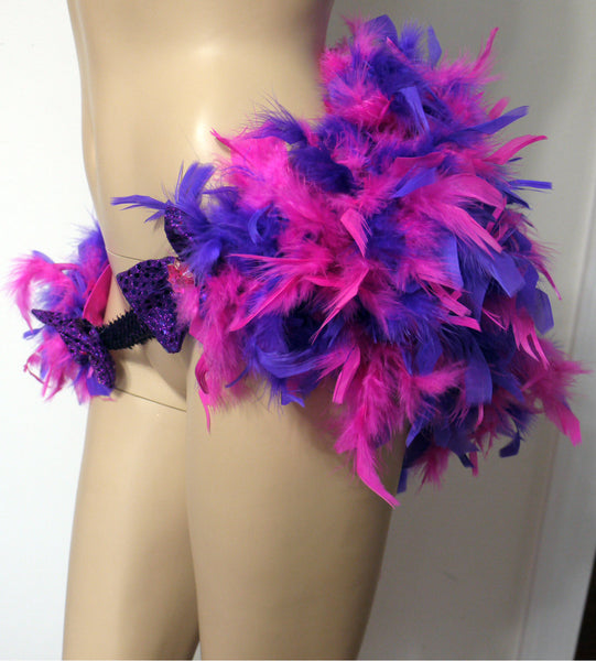Pink Purple Cheshire Cat Feather Bustle Skirt Cosplay Costume