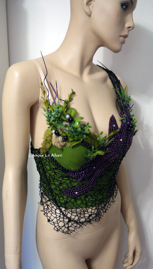 Green Purple Siren Mermaid Shell Bra Dance Costume Rave Bra