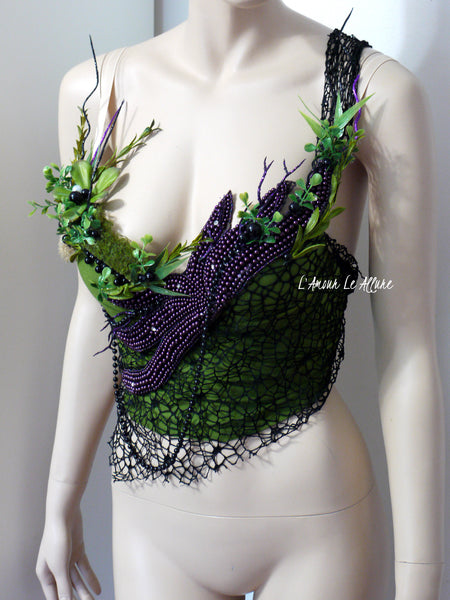 Green Purple Siren Mermaid Shell Bra  Dance Costume Rave Bra Halloween
