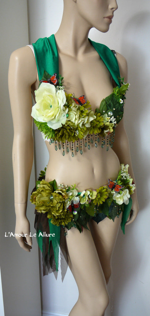 Woodland Green Forest Fairy Bra and Skirt Shorts Costume – L'Amour Le Allure