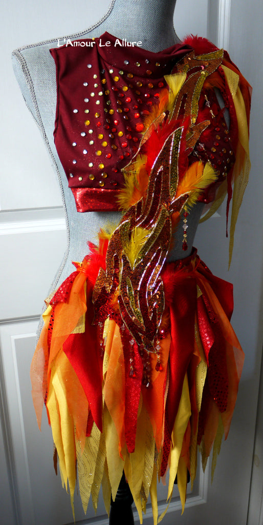 Girl On Fire Phoenix Monokini Fairy Dance Costume Rave Bra