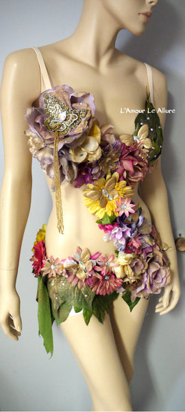 Pink Yellow Lavender and Gold Spring Fairy Monokini Costume