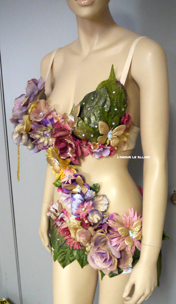 Pink Yellow Lavender and Gold Spring Fairy Monokini Costume