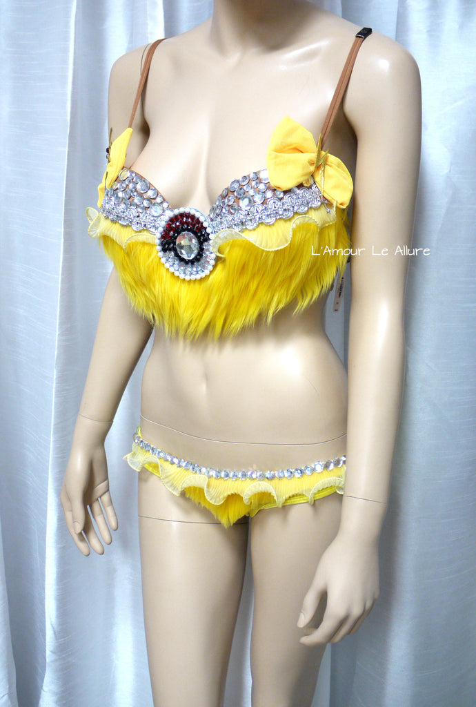 Pikachu Fur Bra and Bottom Cosplay Dance Costume Rave Halloween – L'Amour  Le Allure