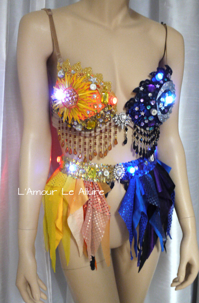 LED Sun and Moon Rave Bra and Garter Belt – L'Amour Le Allure