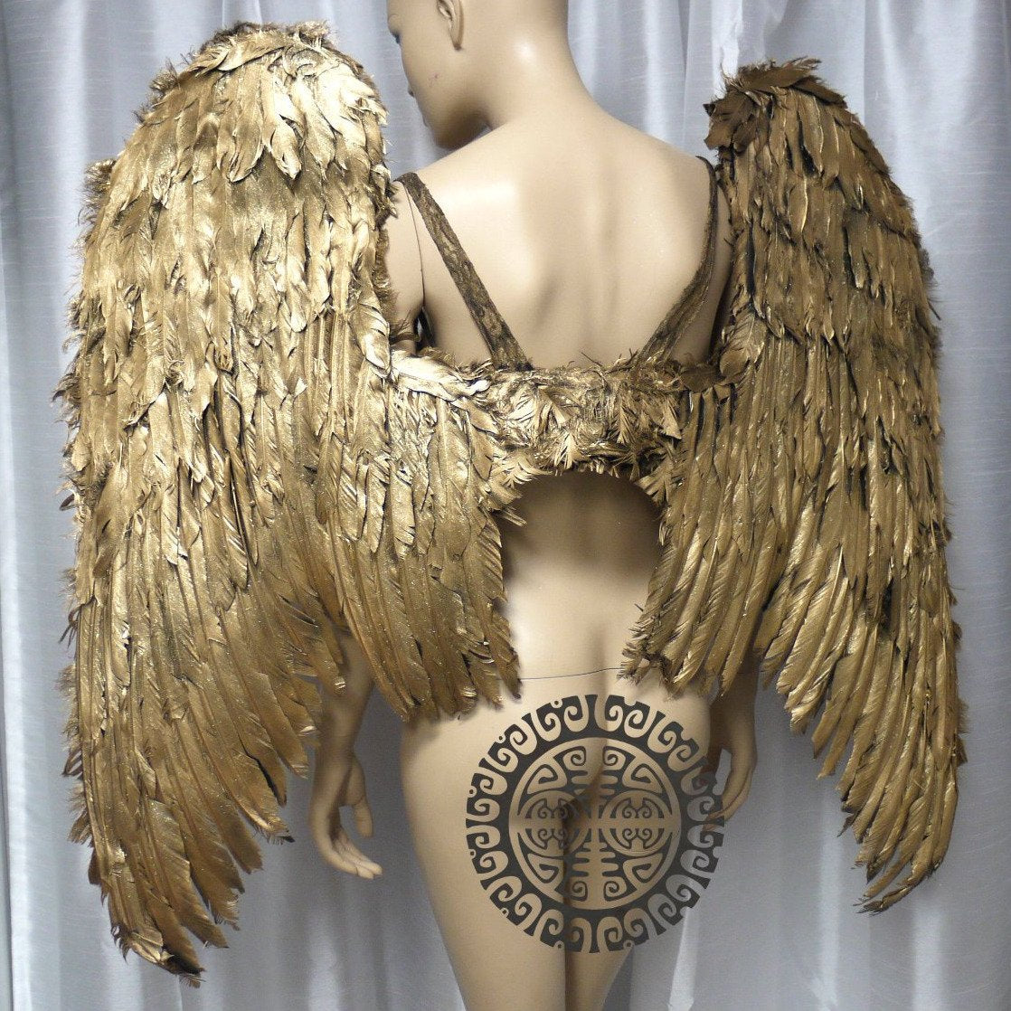 Extra Large Gold Angel Wings Cosplay Dance Costume Rave Samba Halloween Burlesque Show Girl