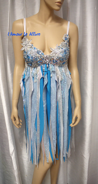 Elsa Babydoll Dress Cosplay Dance Costume Rave Bra Rave Wear