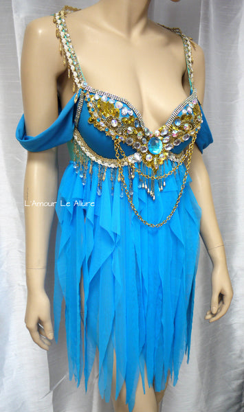 Aladdin Princess Jasmine Rave Bra Babydoll Dress Halloween Cosplay Costume Halloween