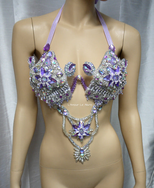 Iridescent Lavender Diamond Samba Carnival Top Show Girl